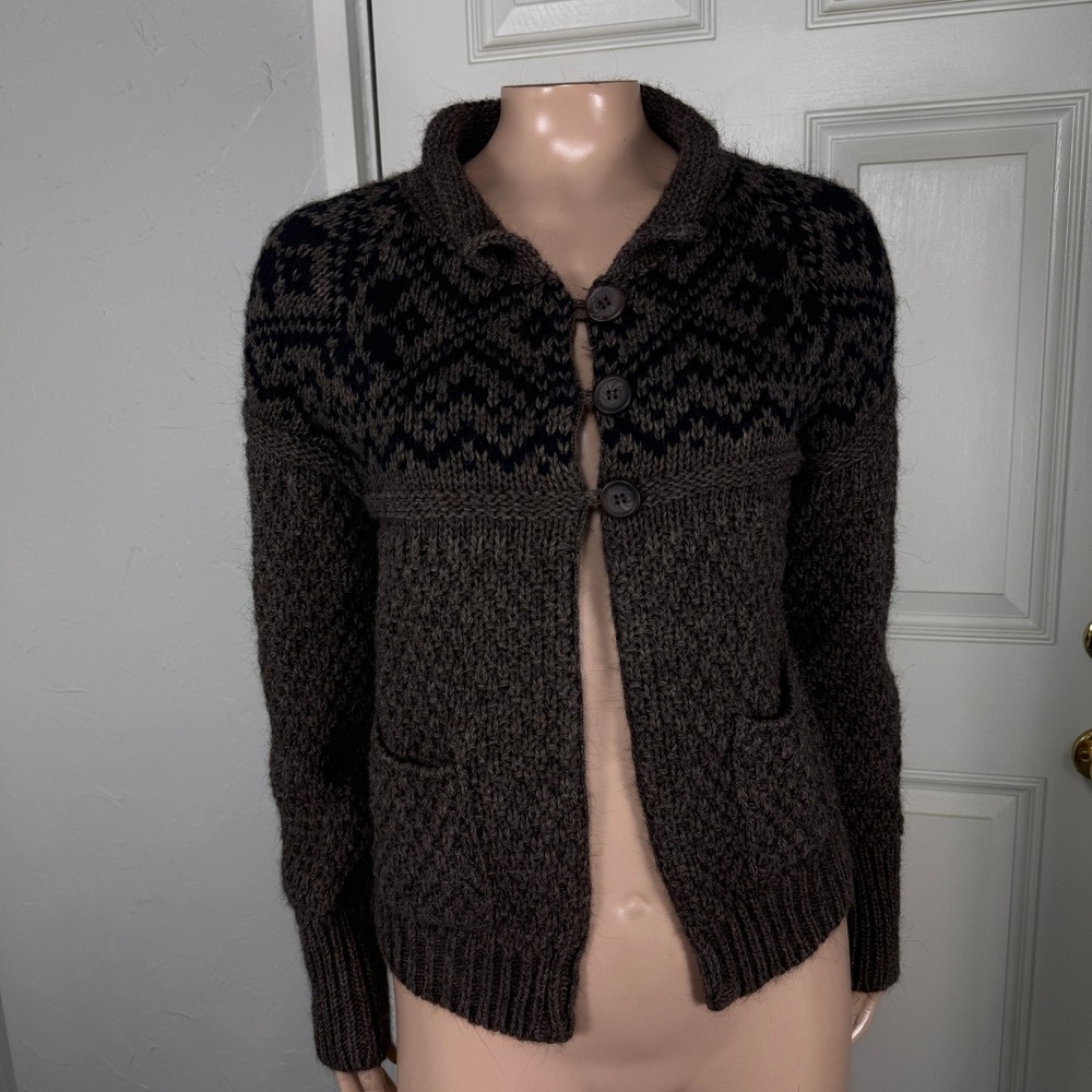 Berretti Women's Sweater Medium Wool Cardigan Button Alpaca Nordic AA28